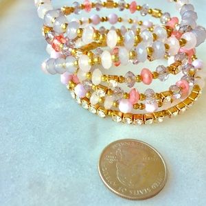 Pretty Purple, Pink & Gold Wire Wrap Bracelet